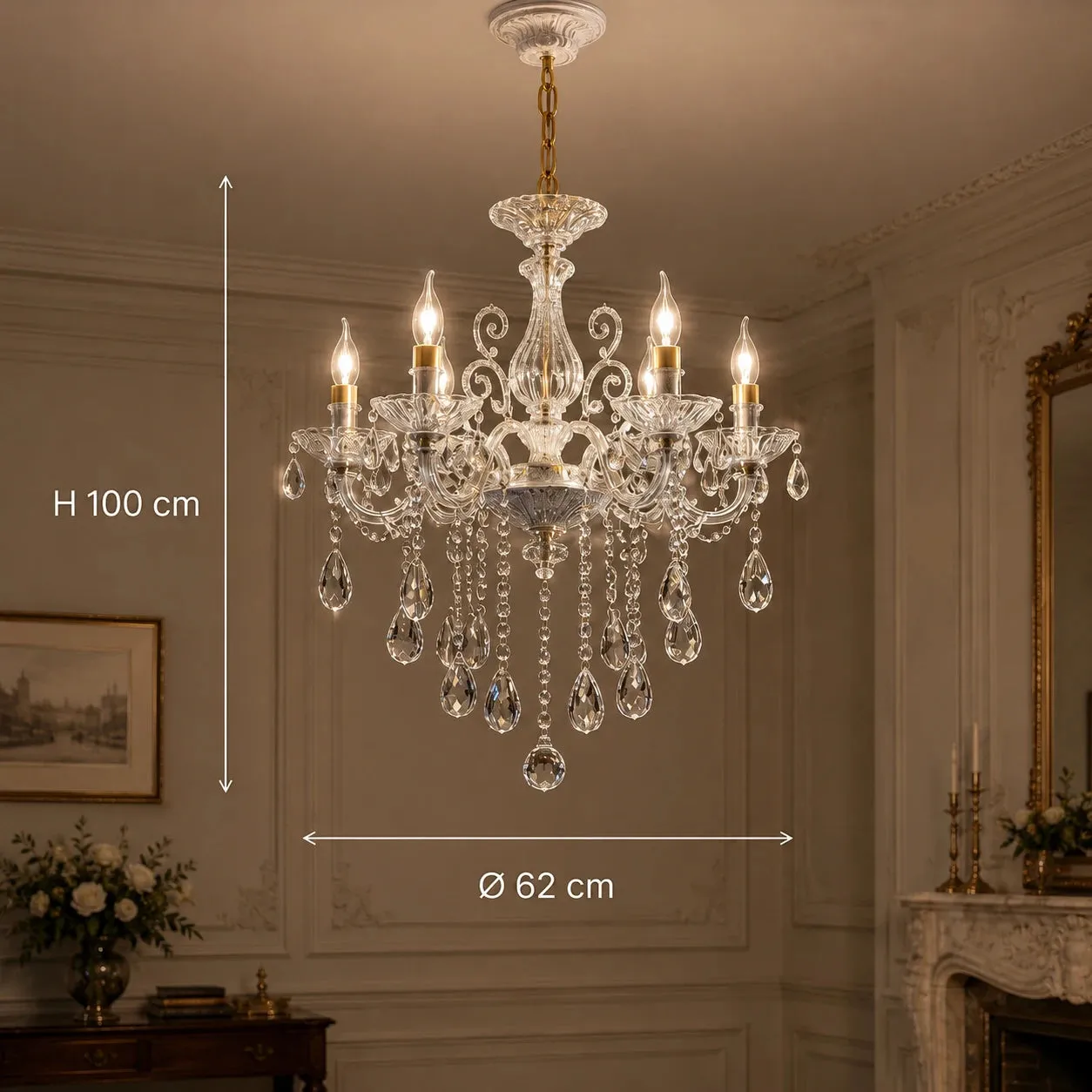 Alessandro Design Sanssouci candelabru cristal 6xE14 argintiu