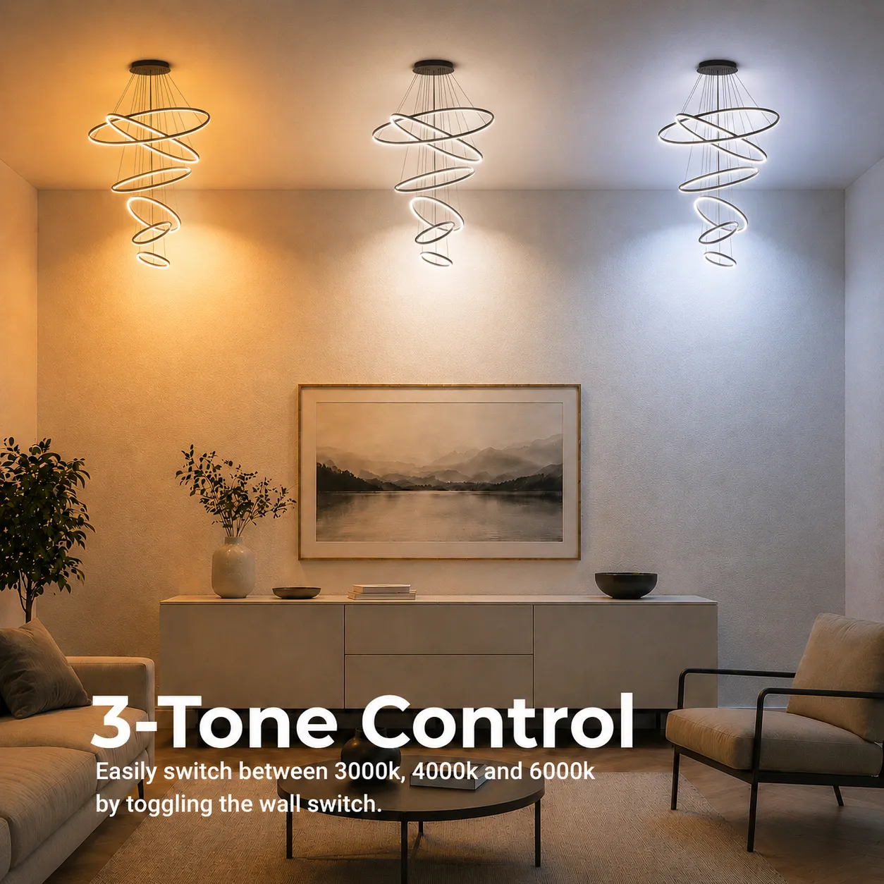 Alessandro Design NARSAQ lustra LED 222W neagra 6 cercuri