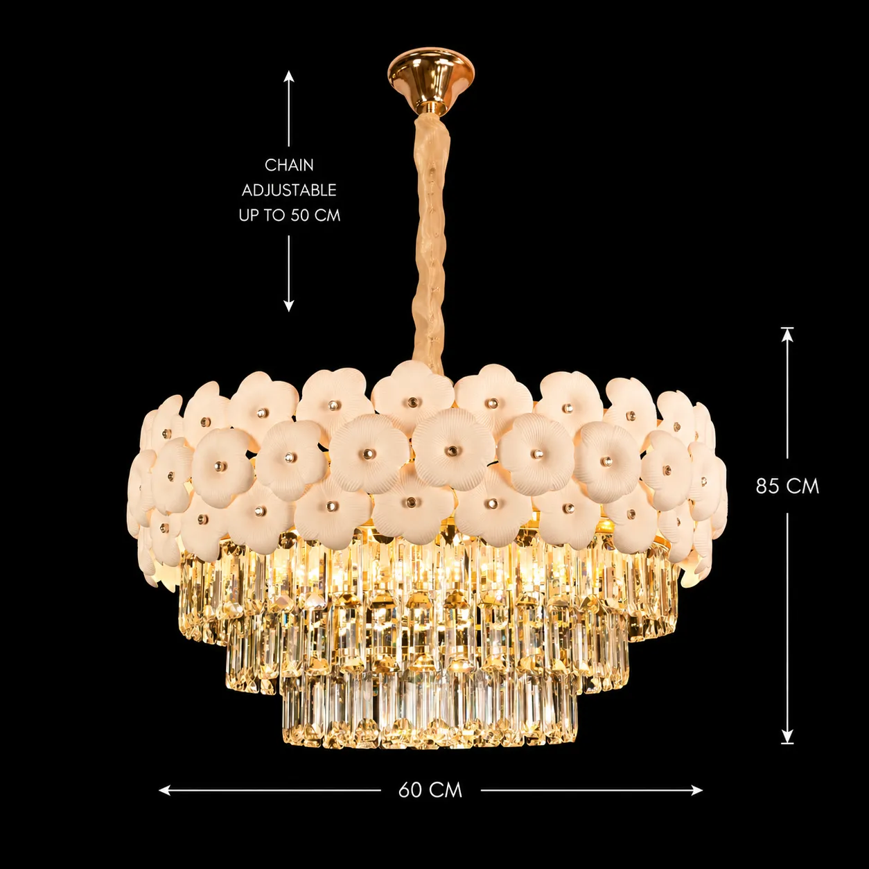 Alessandro Design Petal Magno candelabru cristal auriu 13xE14 D60cm