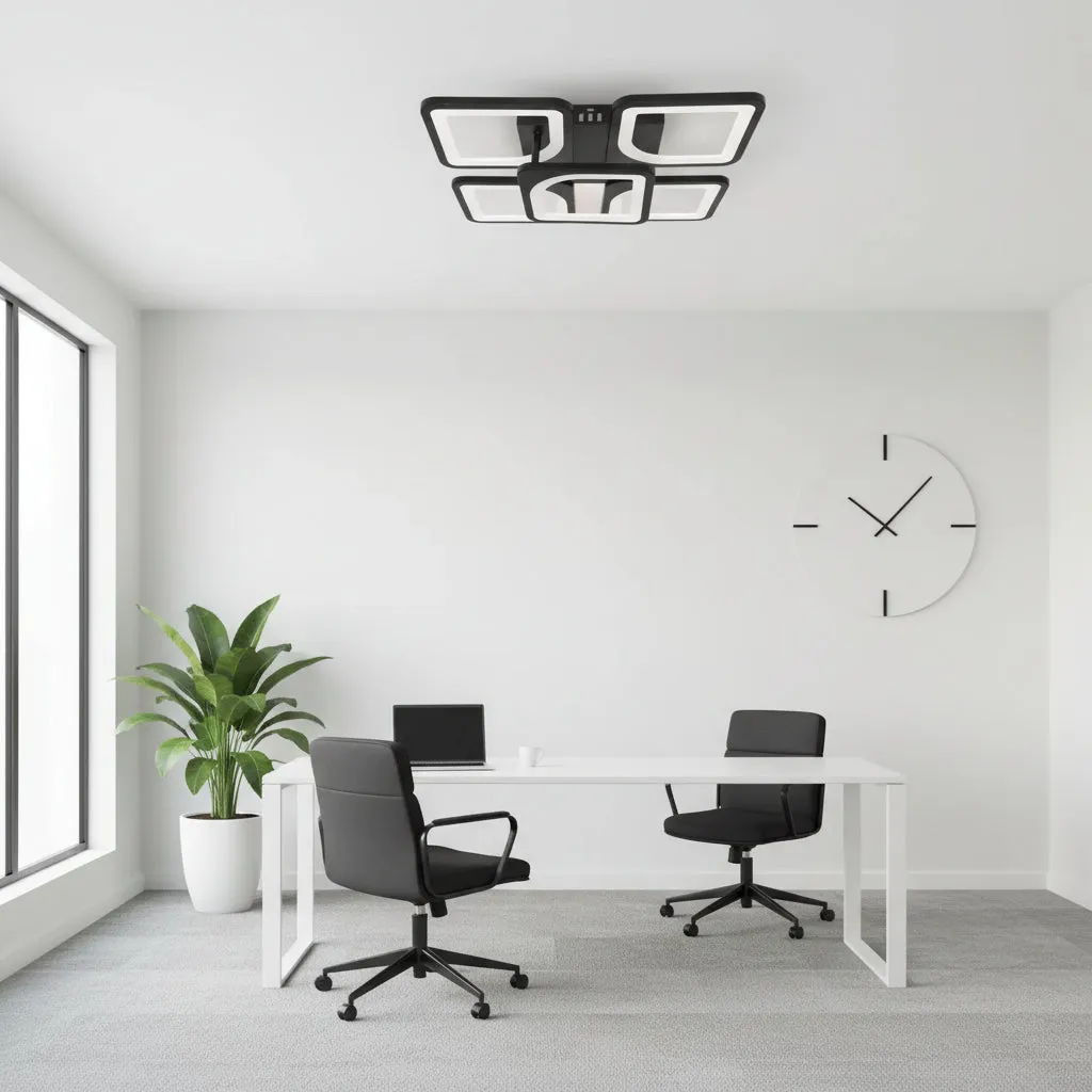 Alessandro Design Zoe 65W lustra LED neagra 5 patrate dimabila