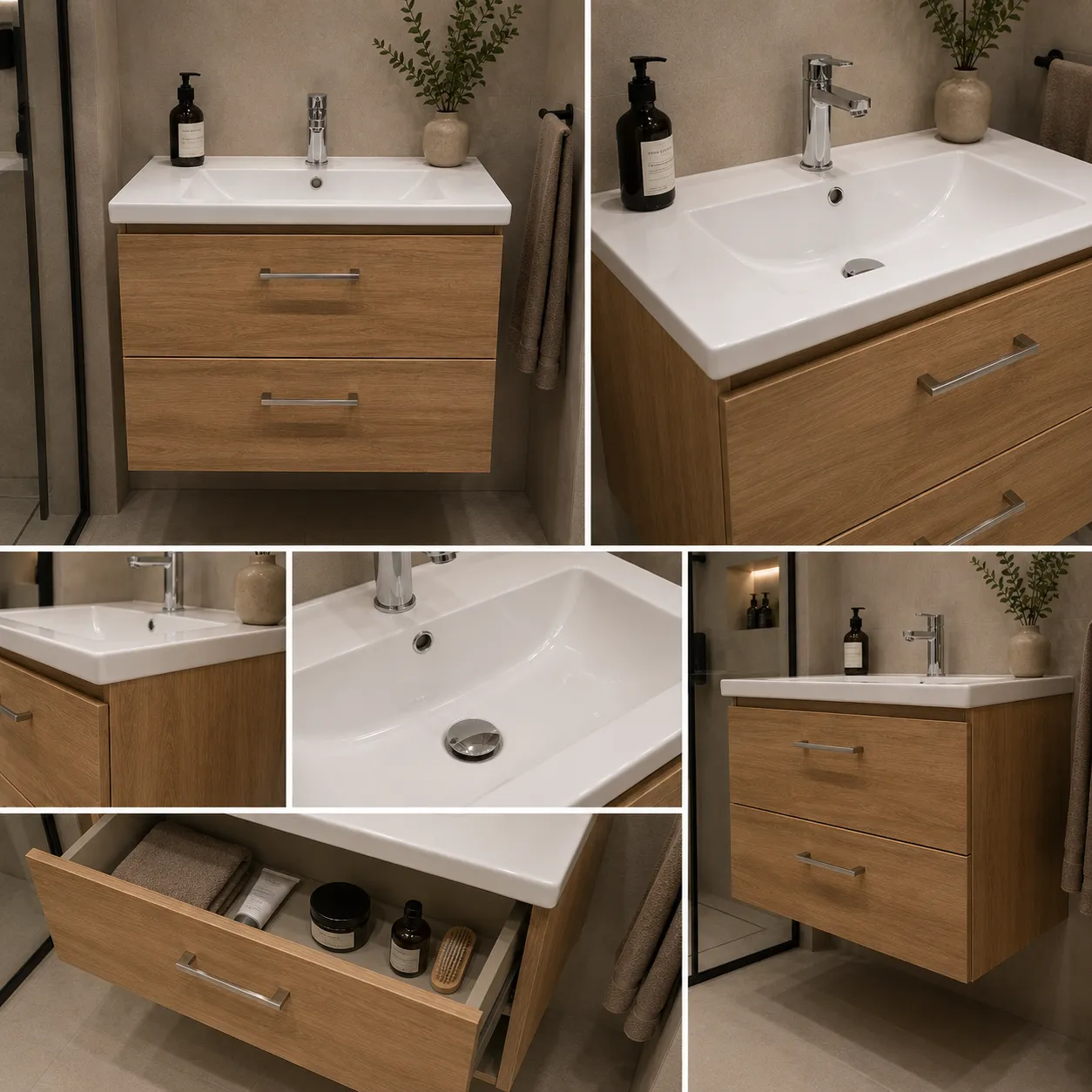 Alessandro Design Celo set mobila baie alb-maro 2 sertare