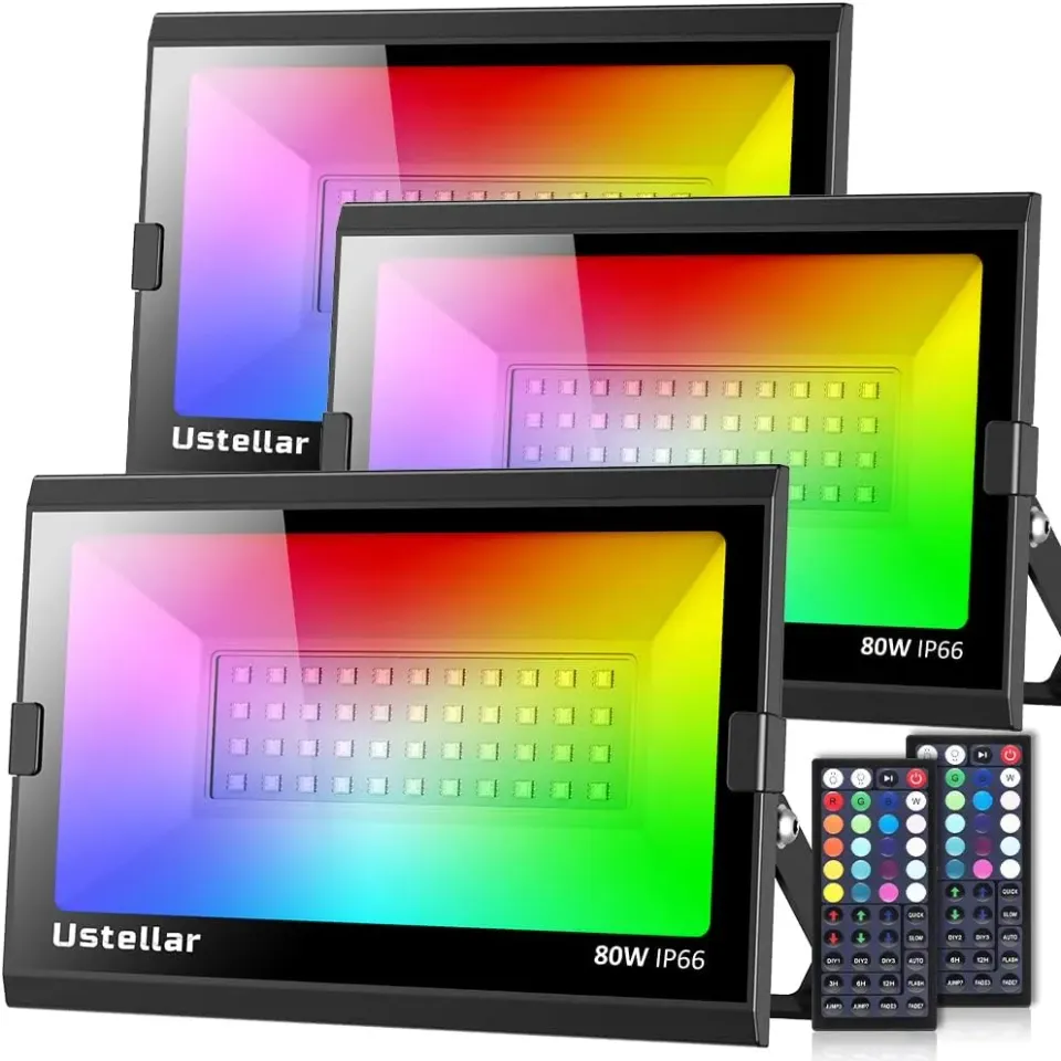 Ustellar proiector LED RGB 80W set 3 buc cu telecomandă