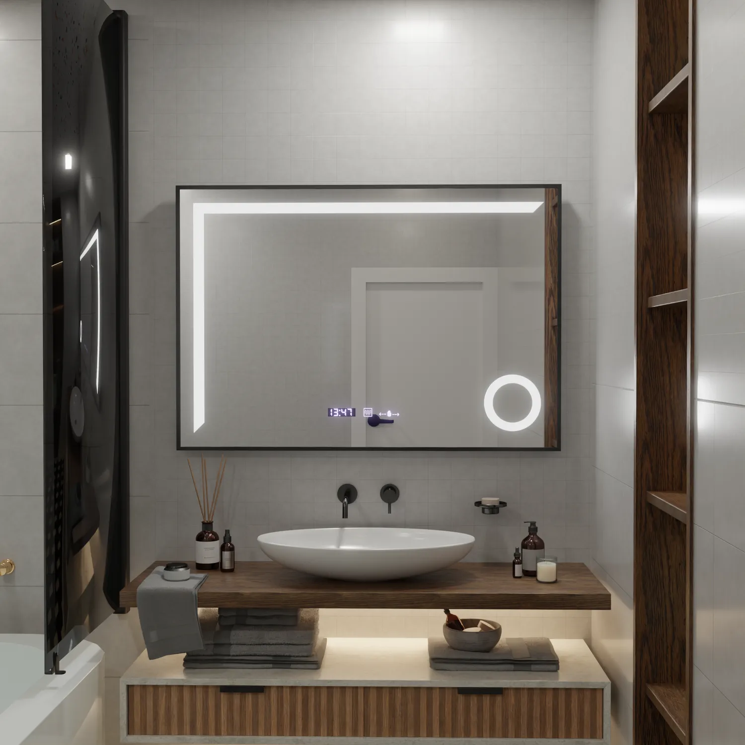 Alessandro Design Sofia oglinda LED 110x75cm rama neagra