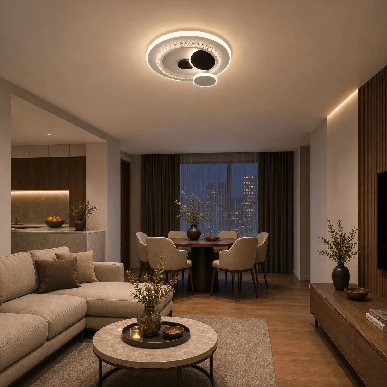 Alessandro Design Heliox lustra LED 37W 4 cercuri neagra