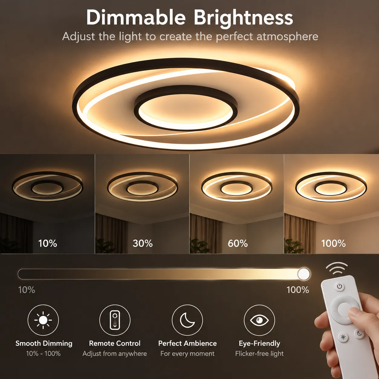 Alessandro Design Figurato lustra LED 63W neagra dimabila
