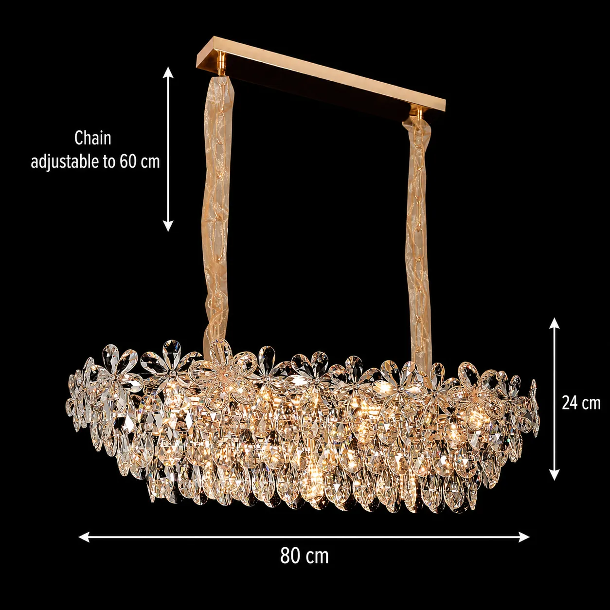 Alessandro Design Regalis candelabru cristal 11xE14 80cm auriu