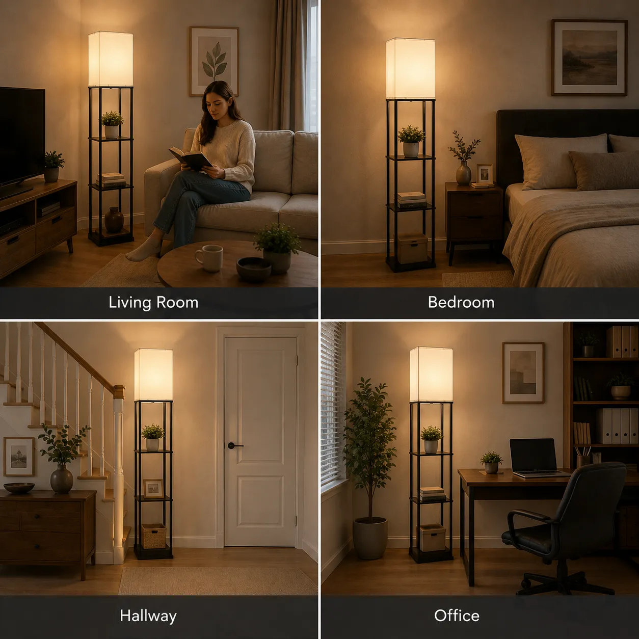 Alessandro Design Taldykorgan Lampadar E27 Negru Alb Lemn
