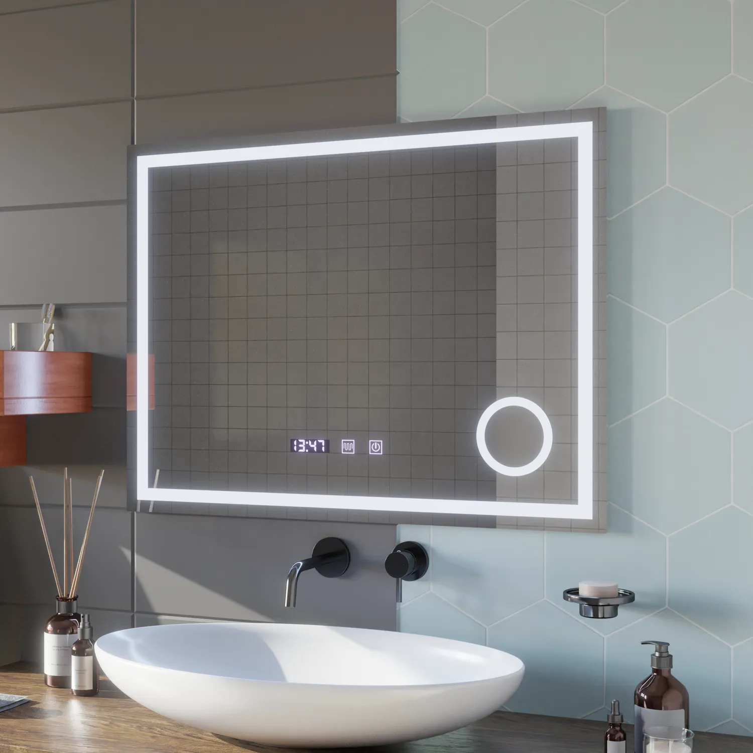 Alessandro Design Nivera oglinda LED baie 80x60 cm dezaburire