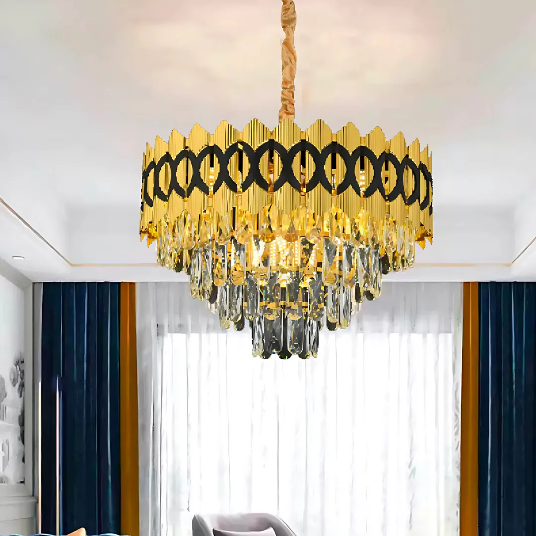 PIERREFONDS Nobile candelabru cristal 5xE14 auriu 38cm