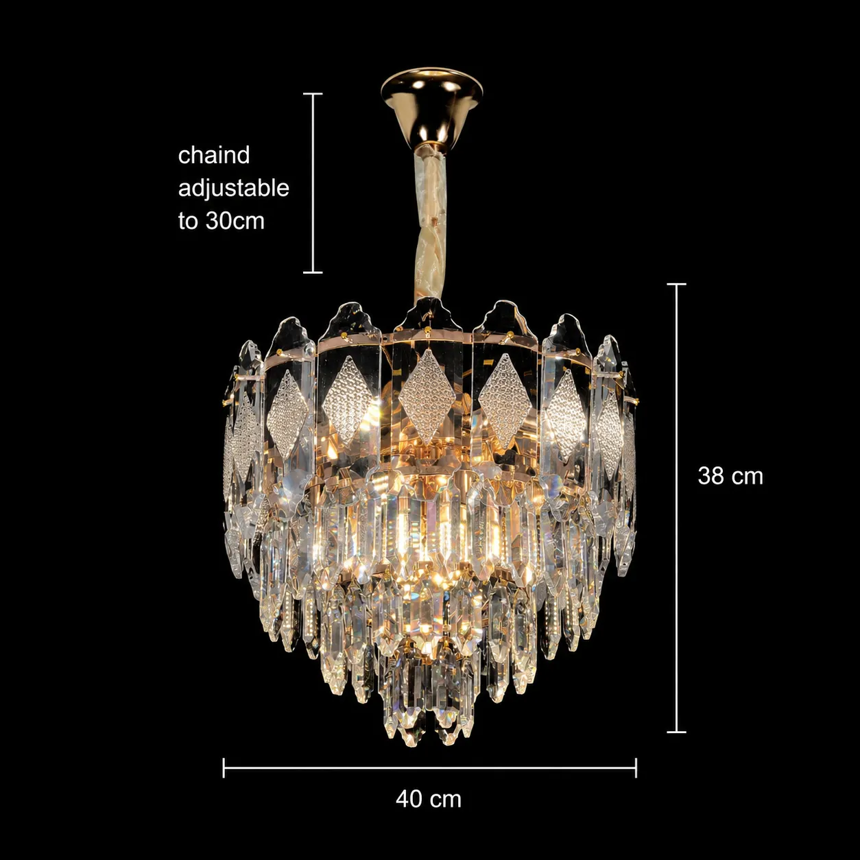 Alessandro Design Velvet Nobile candelabru cristal auriu 40cm