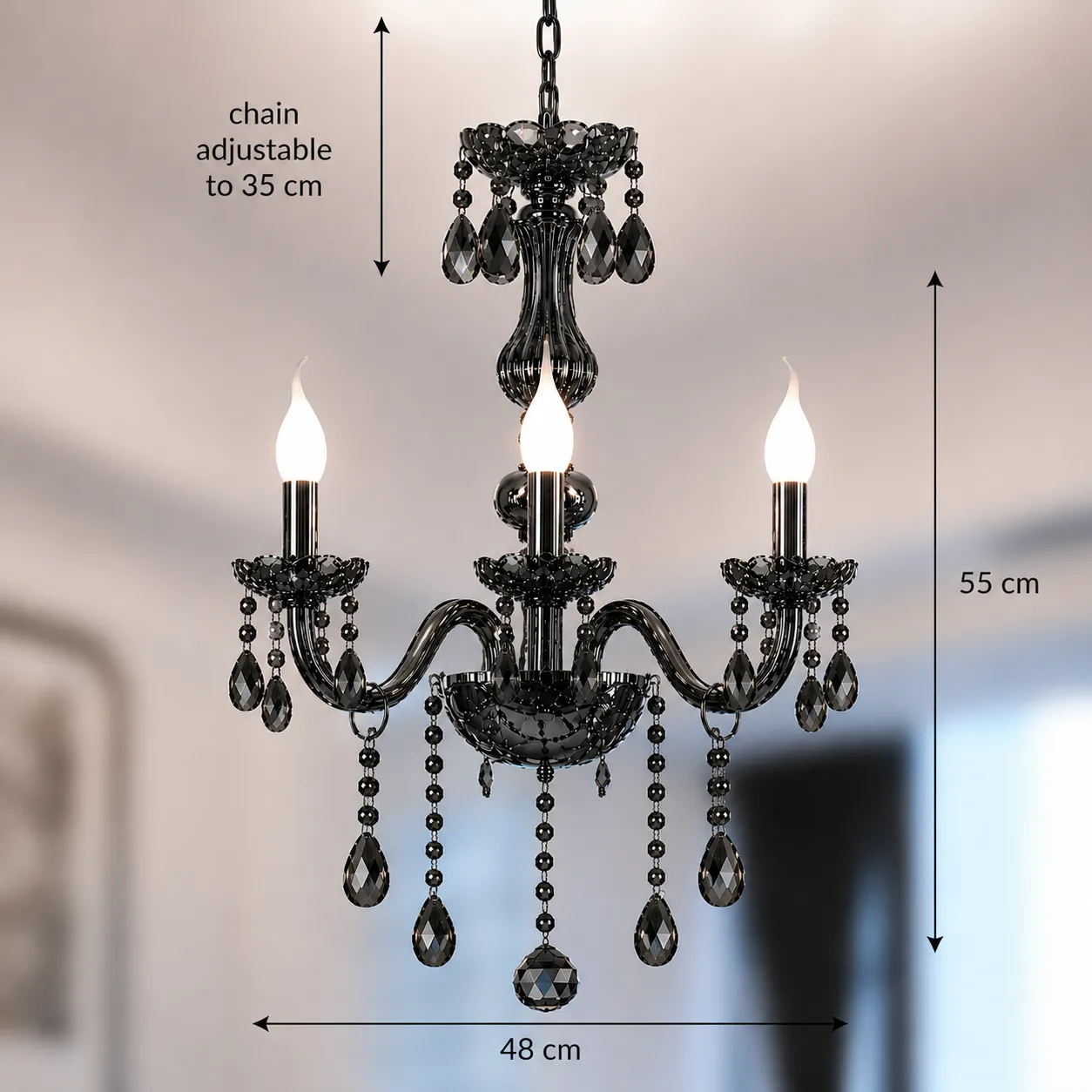 AUGUST Eleganza candelabru cristal 3xE14 argintiu 48cm