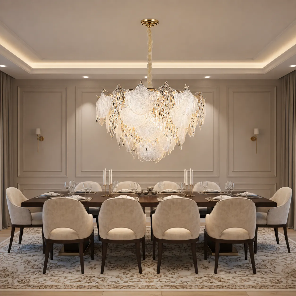 LUXE Regalis candelabru cristal auriu 21xE14 80cm