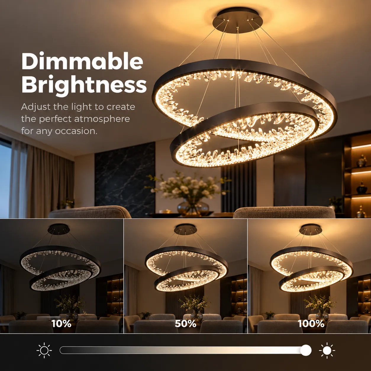 Alessandro Design lustra LED suspendata 2 cercuri neagra 60cm