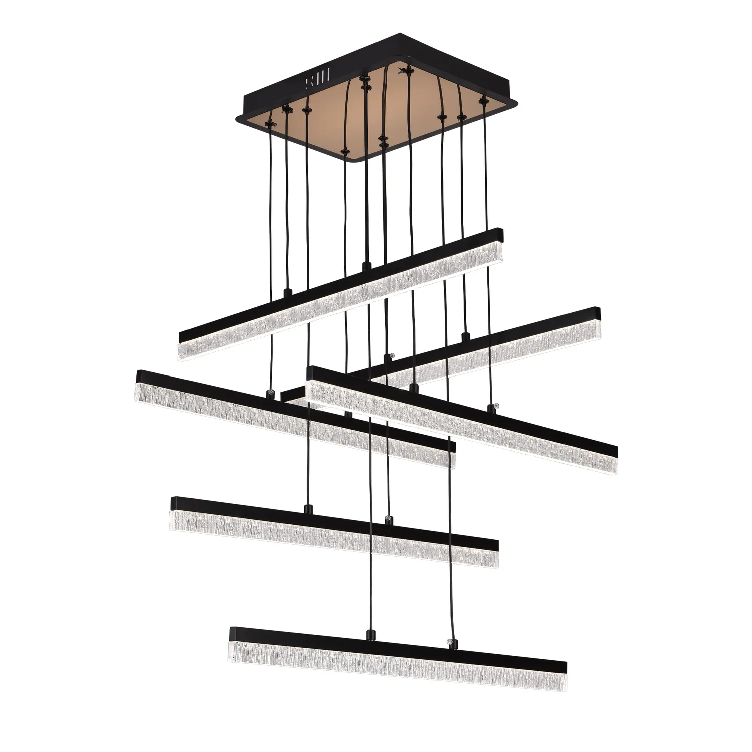 Alessandro Design Strata lustra LED suspendata 82W neagra 6 brate