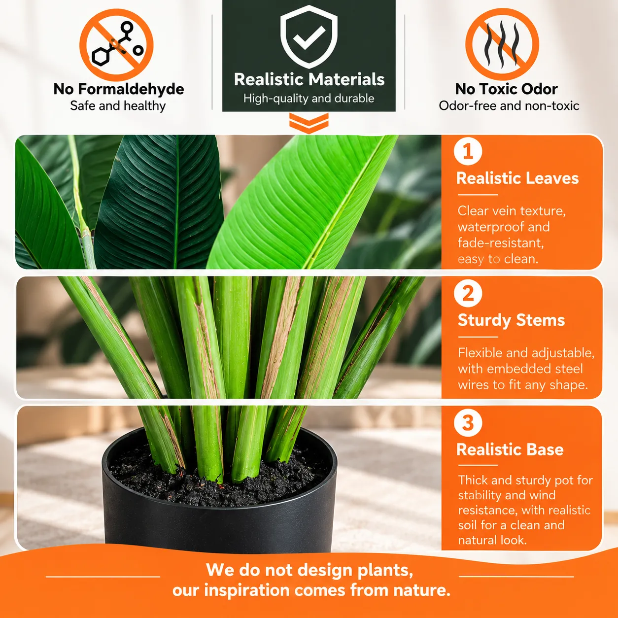 Alessandro Design Strelitzia planta artificiala 120cm verde 8 frunze