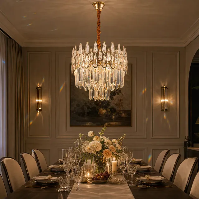 Alessandro Design ALHAMBRA Nobile candelabru cristal auriu D40cm