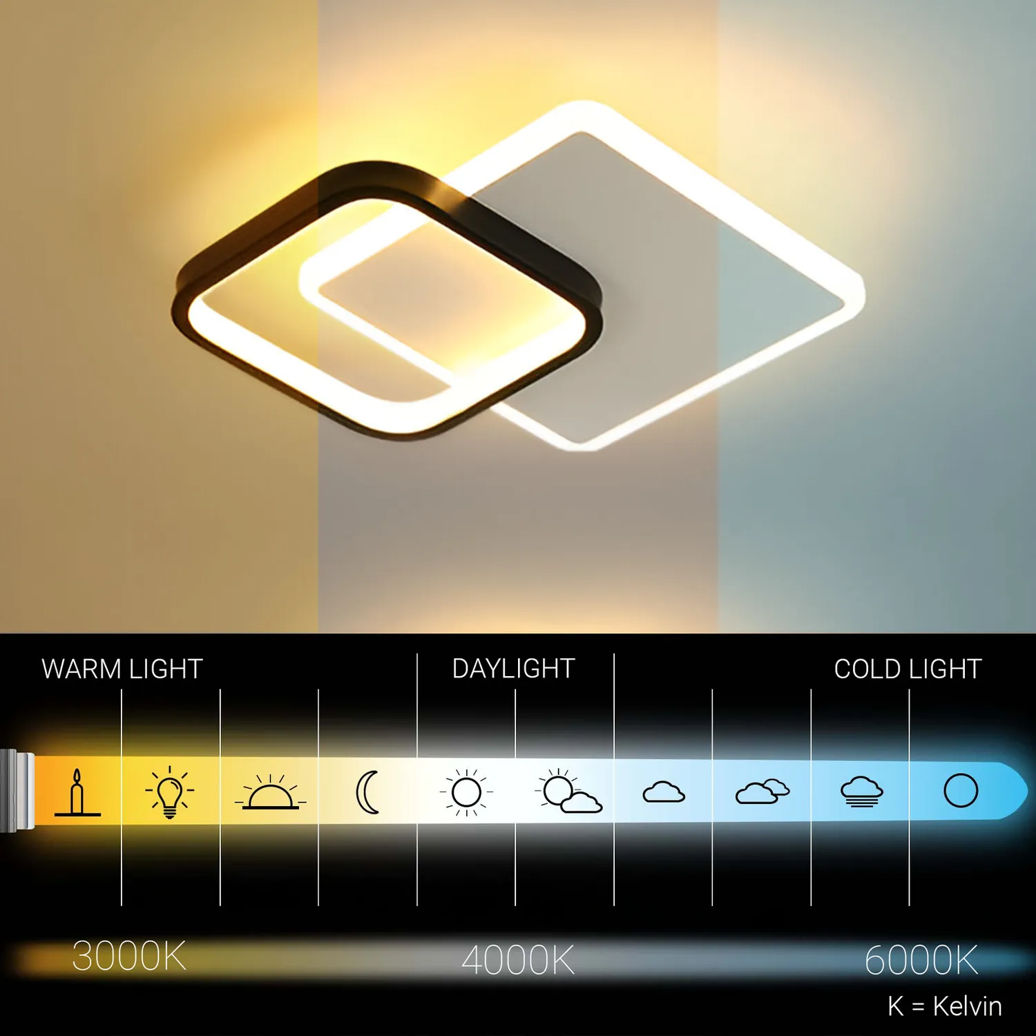 Alessandro Design Marcelo lustra LED 30W negru-alb 3 culori
