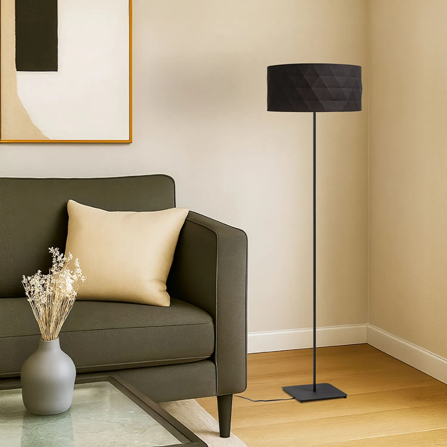 Rendl Cortina Jakaranda lampadar negru textil E27