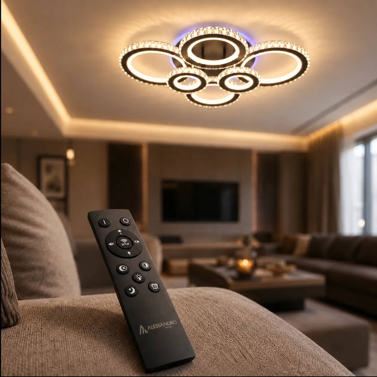 Alessandro Design Nova Rotonda lustra LED 145W 6 cercuri negru
