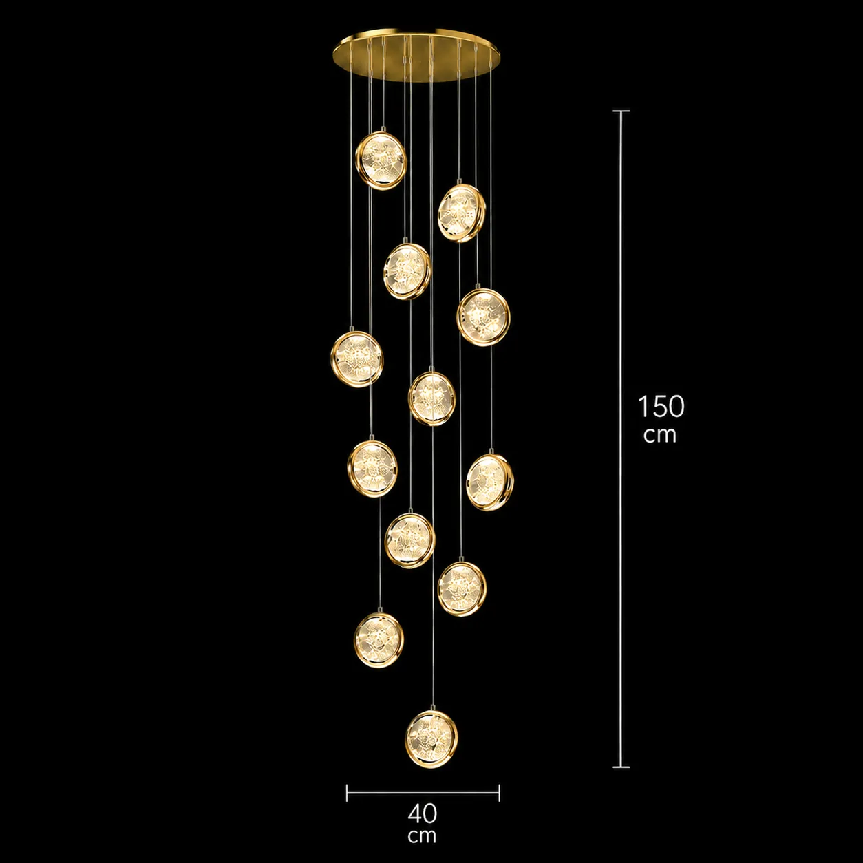 Alessandro Design Frame candelabru cristal LED 40cm auriu