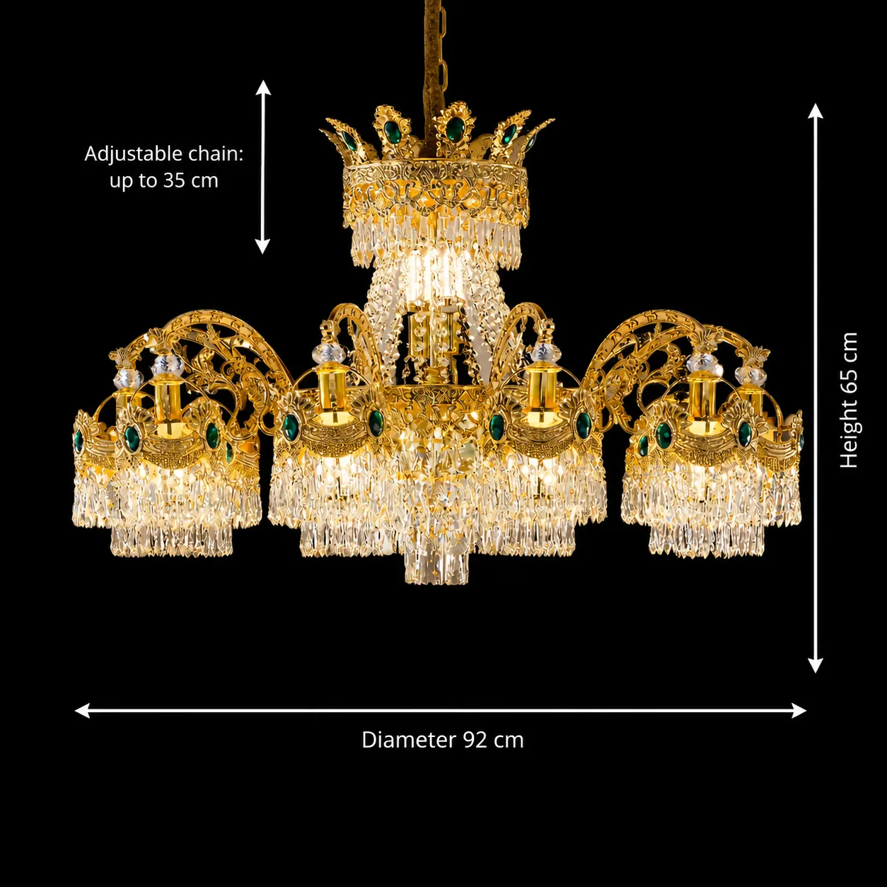 Alessandro Design candelabru cristal auriu 16xE14 92cm