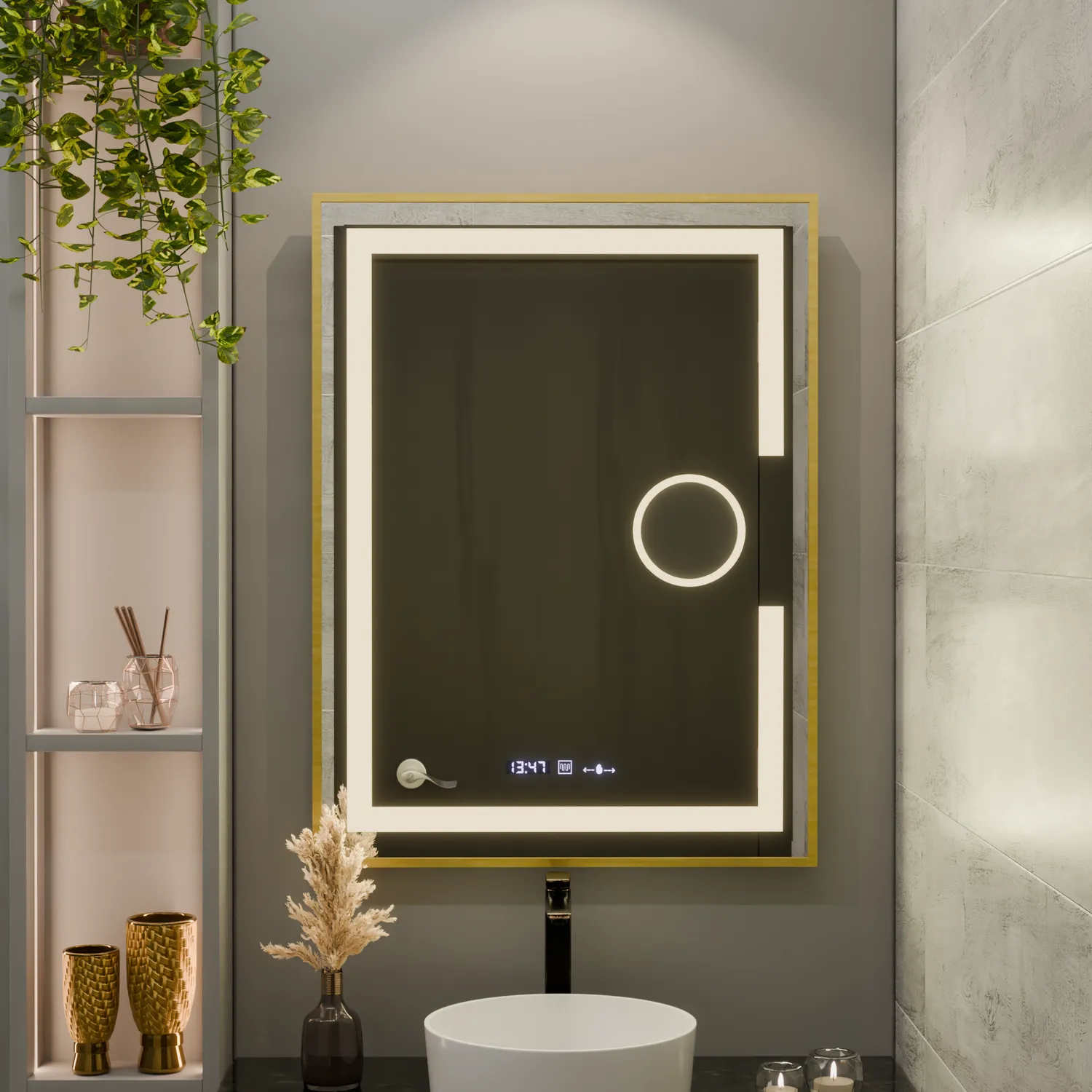 Alessandro Design Eclat oglinda LED 60x80cm rama aurie