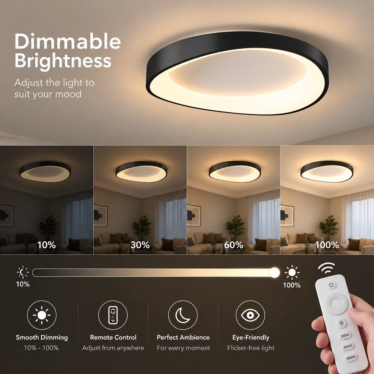 Alessandro Design PL103/520BK plafoniera LED 29W neagra 50cm