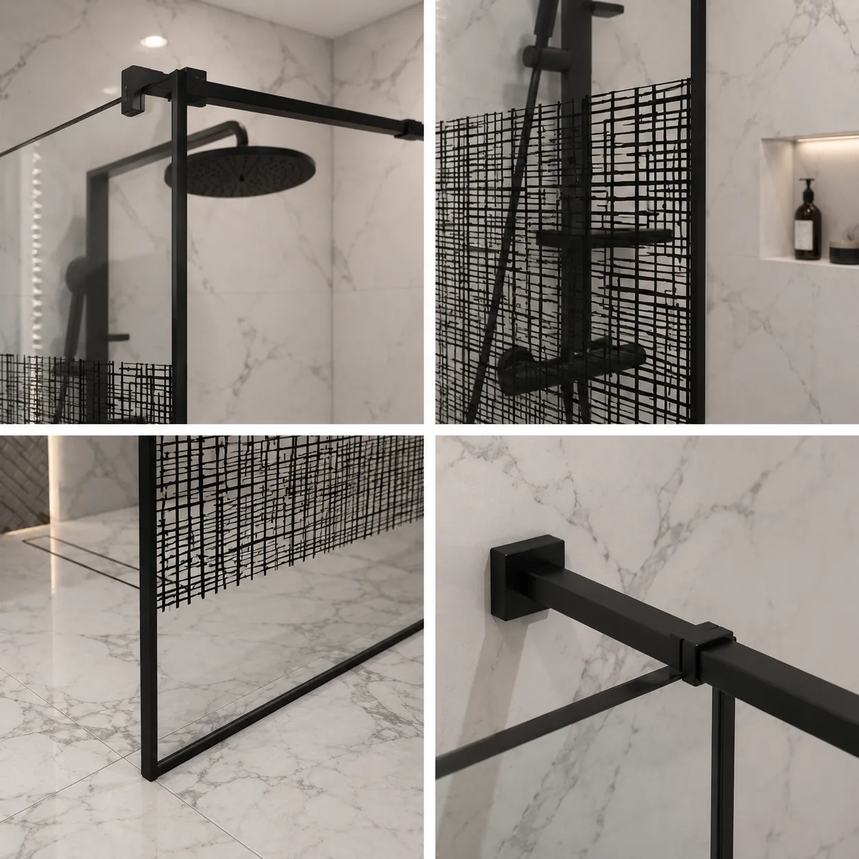 SASKATON paravan dus walk-in 70x195cm sticla 8mm negru