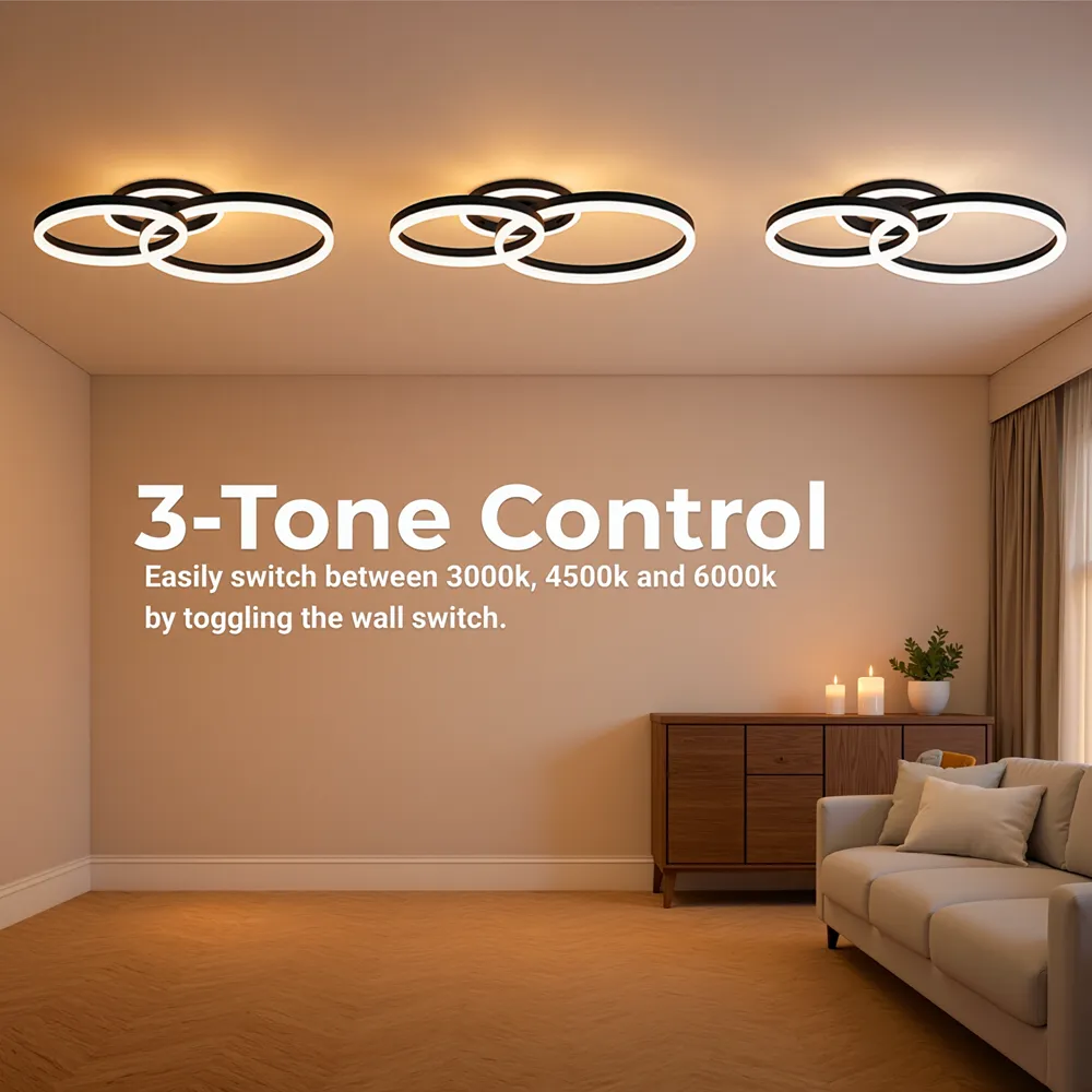 Alessandro Design Rinova 66W lustră LED neagră 2 cercuri dimabilă