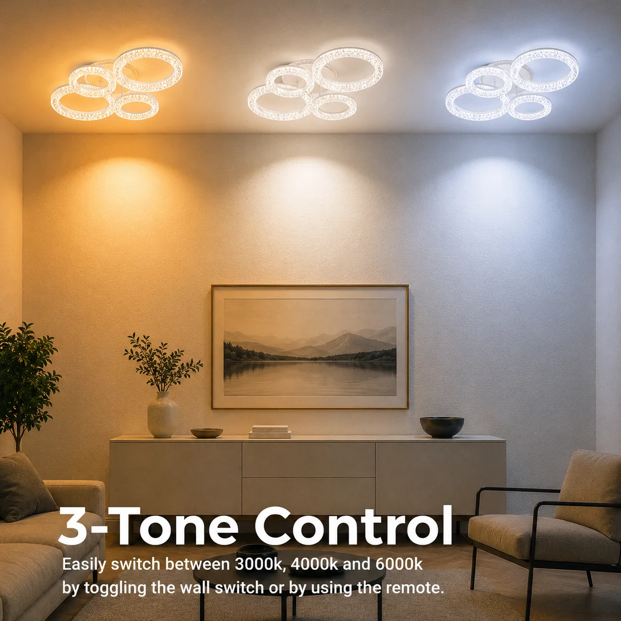 Alessandro Design Linnea lustra LED alba 74W cu telecomanda