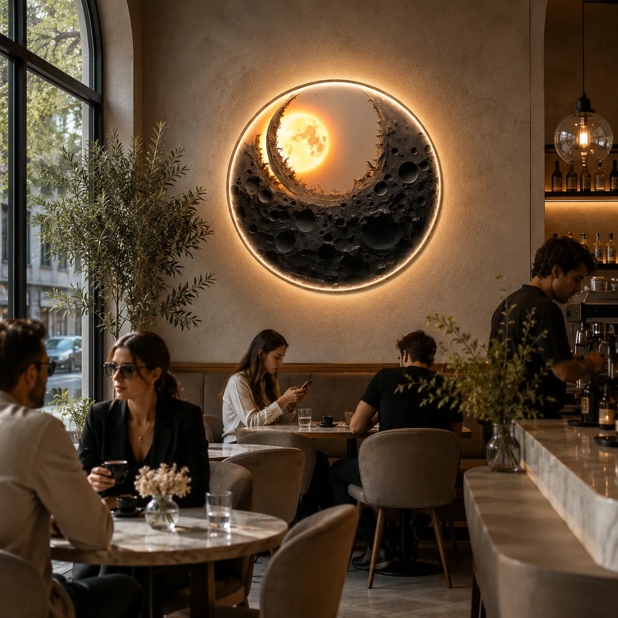 Alessandro Design Golden Eclipse tablou LED rotund 80cm 24W