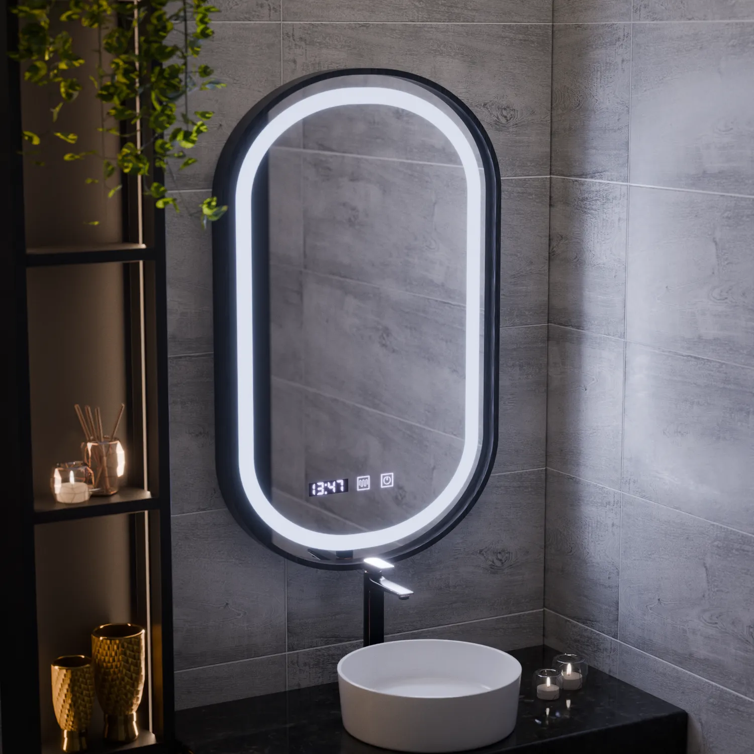 Alessandro Design Helmut oglindă LED 50x90cm neagră tactilă