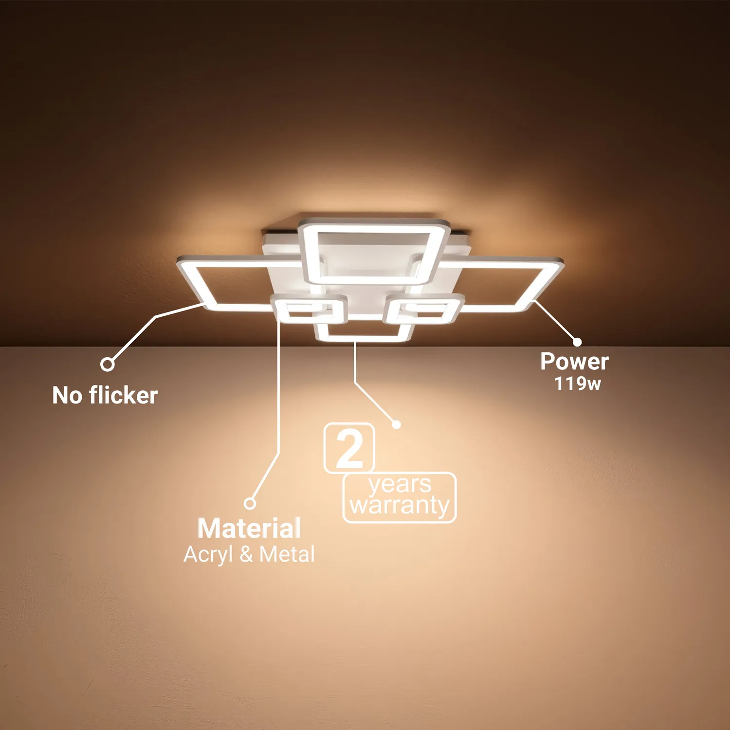 Ella lustra LED alba 119W dimabila 6 patrate telecomanda