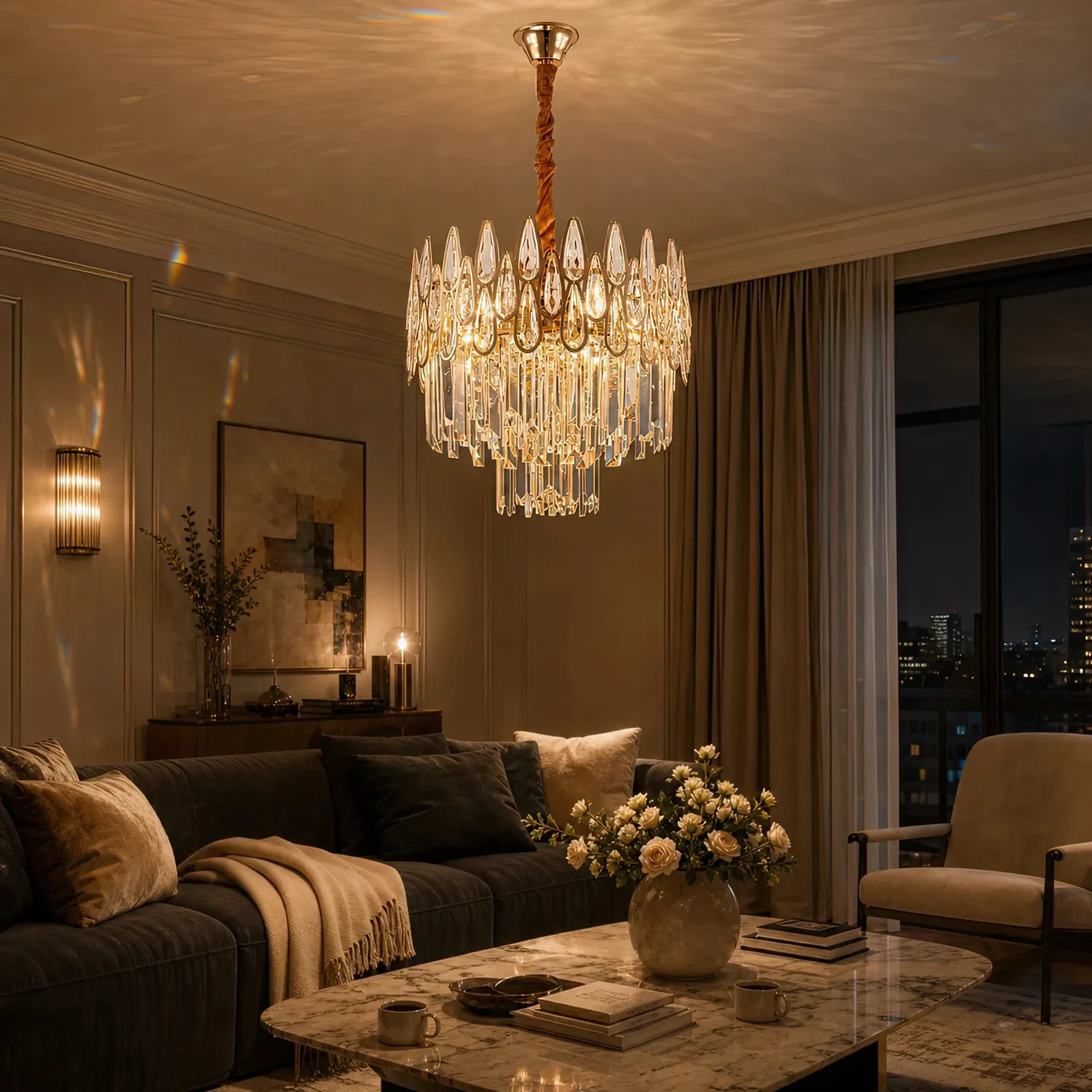 Alessandro Design ALHAMBRA Nobile candelabru cristal auriu D40cm