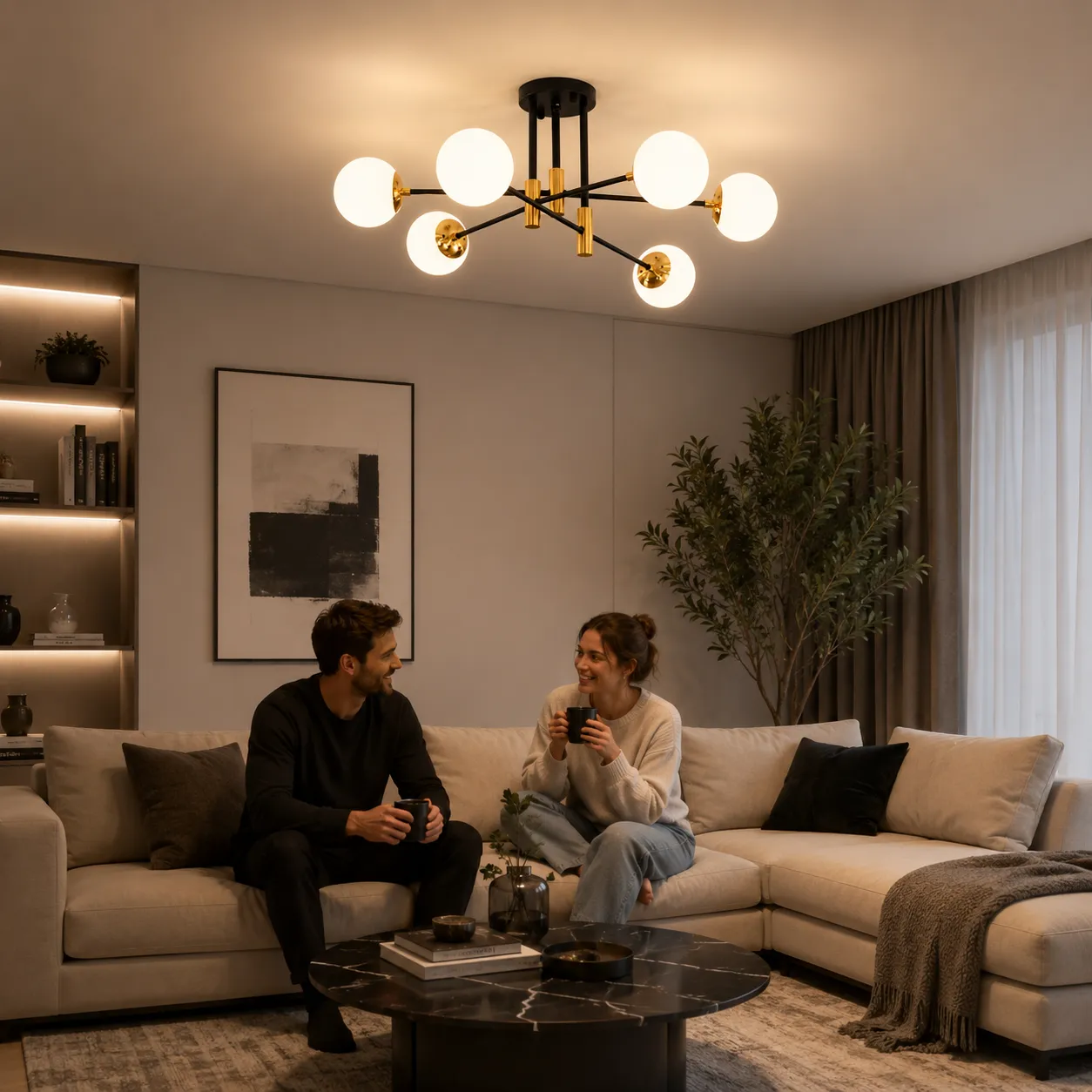 Alessandro Design PENTHOUSE Lounge 6xE27 lustra negru-auriu