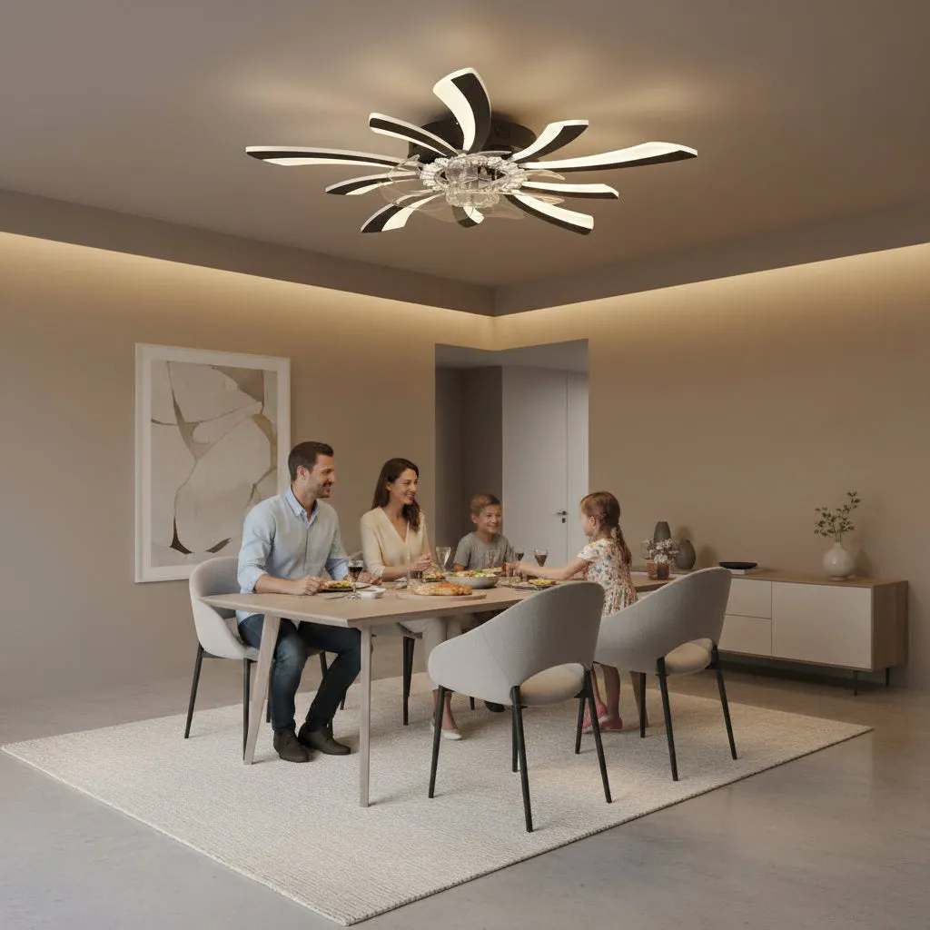 Alessandro Design Virtula lustra LED ventilator 29W D77cm neagra