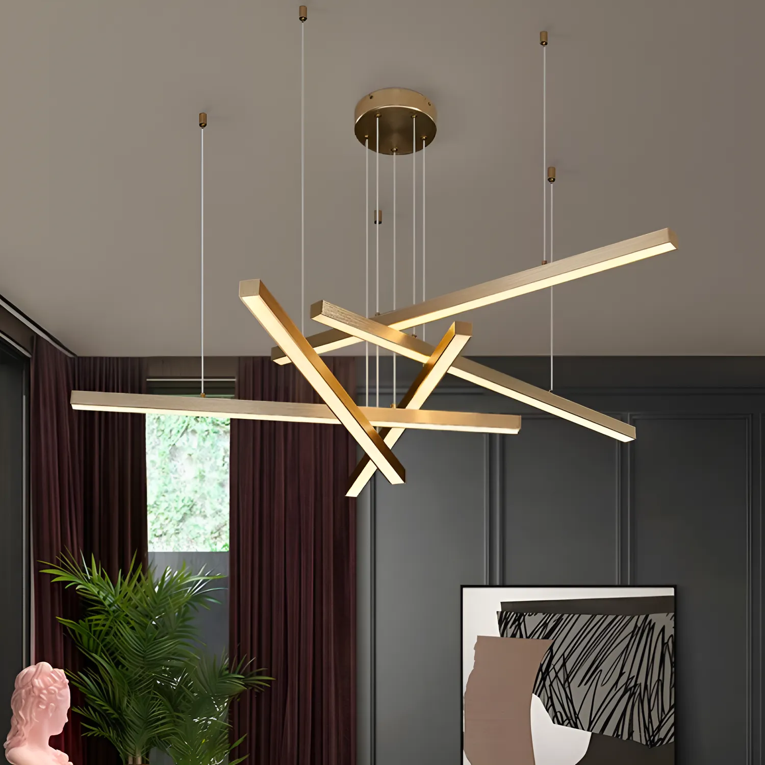 Alessandro Design GINEVRA lustră LED 63W aurie telecomandă