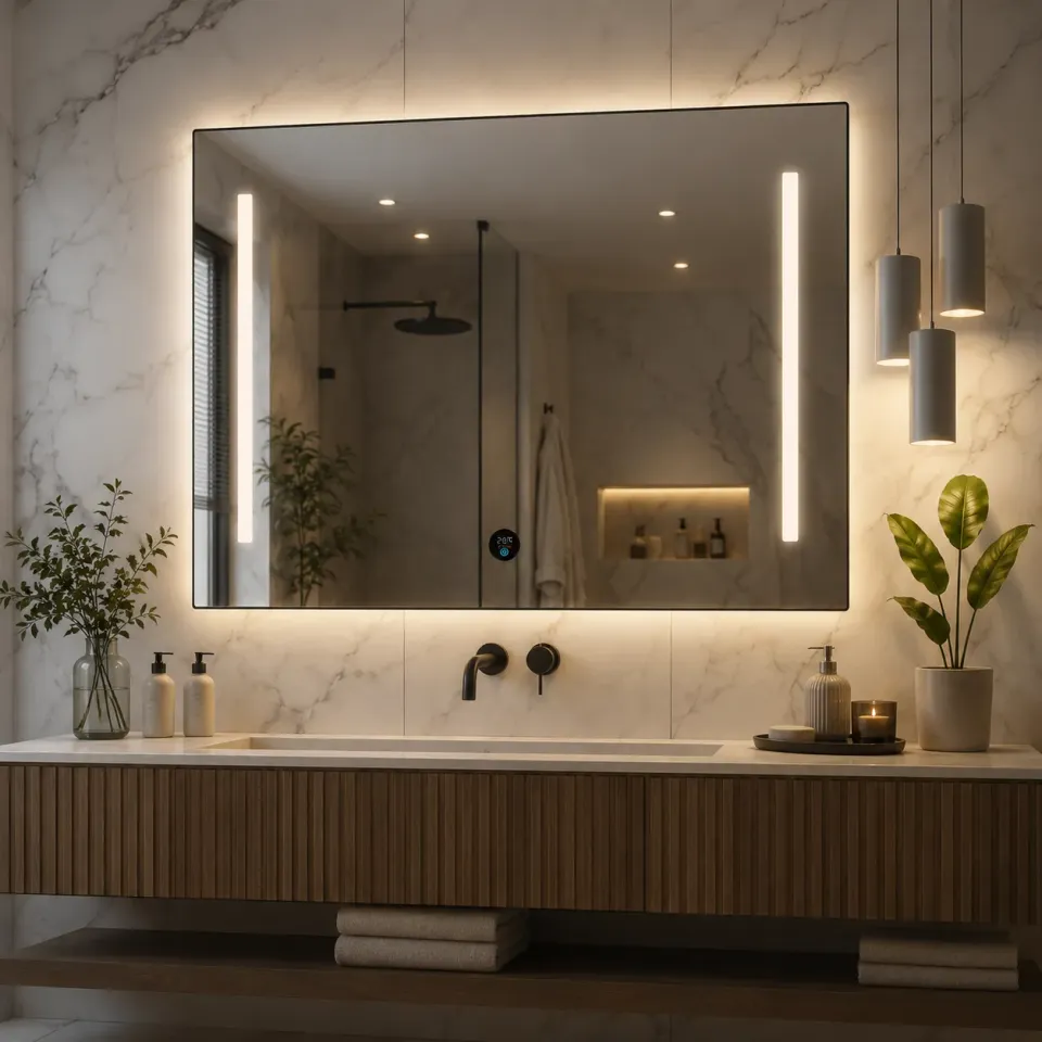 Alessandro Design Slupsk oglinda LED 100x70cm gri cu ceas