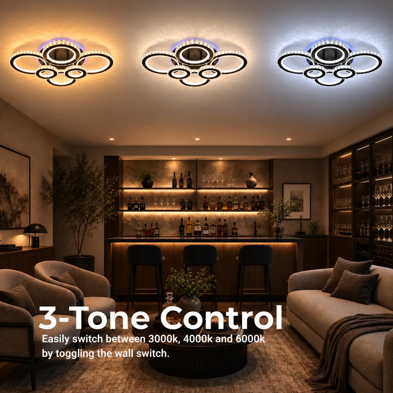 Alessandro Design Nova Rotonda lustra LED 145W 6 cercuri negru