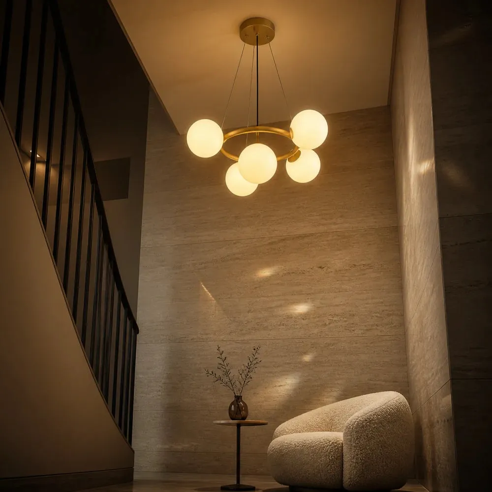 Alessandro Design Loft Chamber lustră modernă 5xG9 alb-aurie