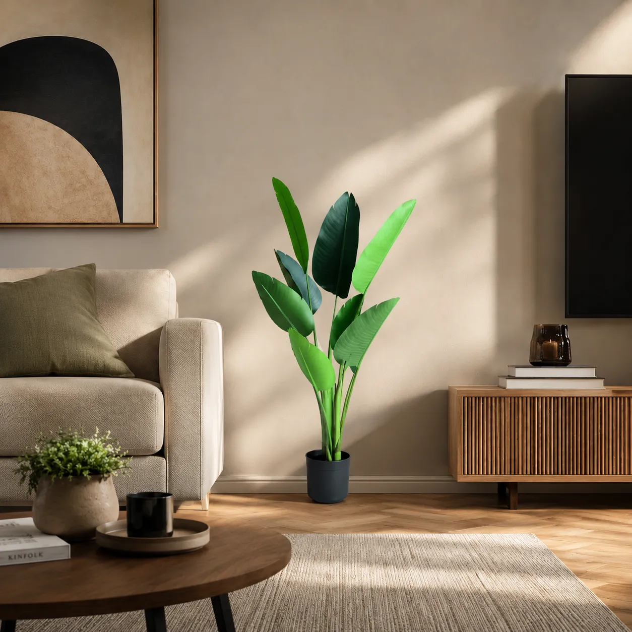 Alessandro Design Strelitzia planta artificiala 120cm verde 8 frunze