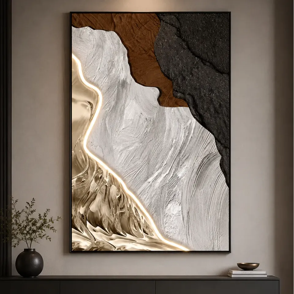Alessandro Design River of Gold tablou decorativ LED 80x120