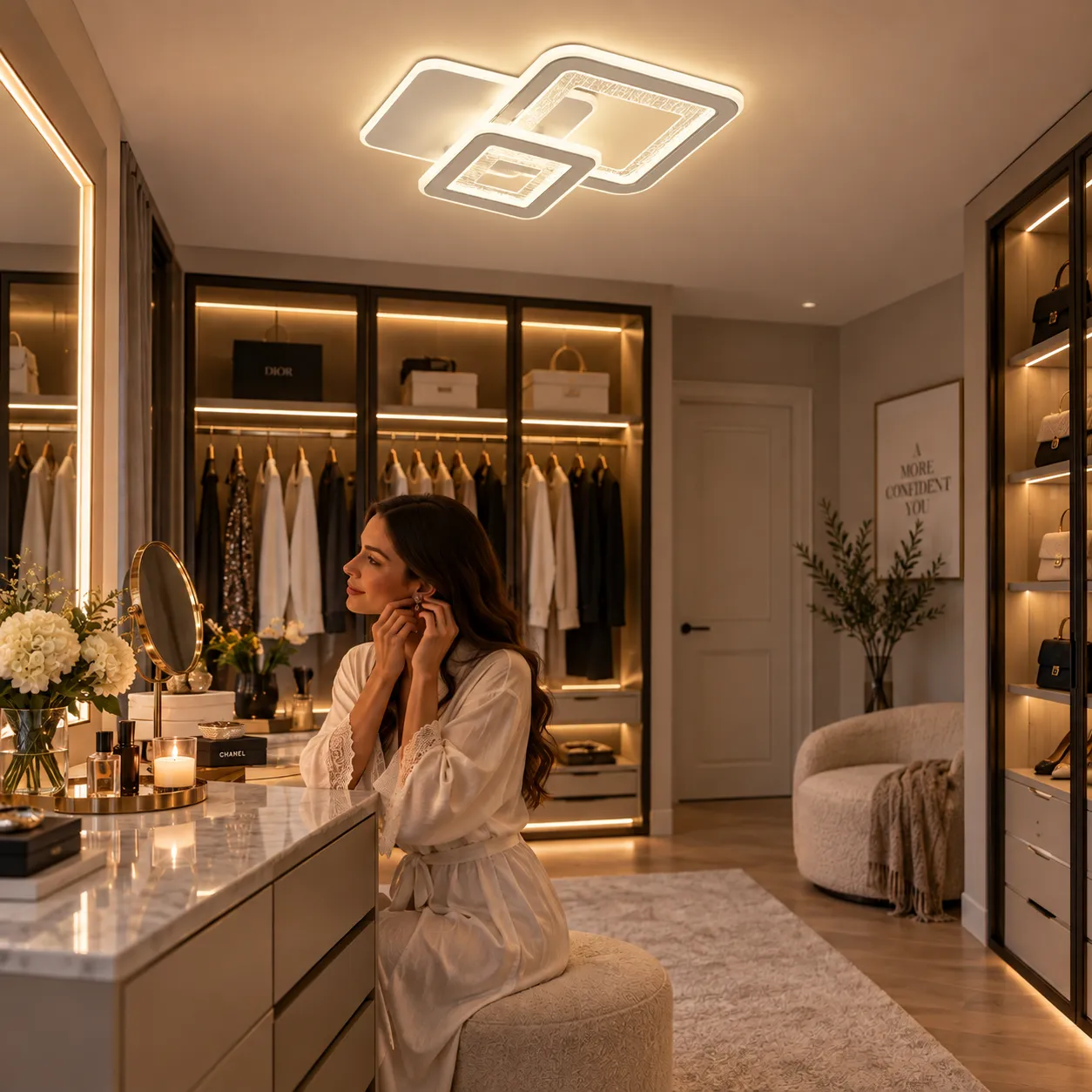 Alessandro Design Square lustra LED 57W 3 patrate alba