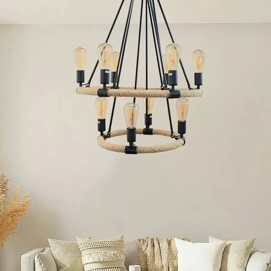 Alessandro Design Rustic candelabru vintage 10xE27 maro sfoara