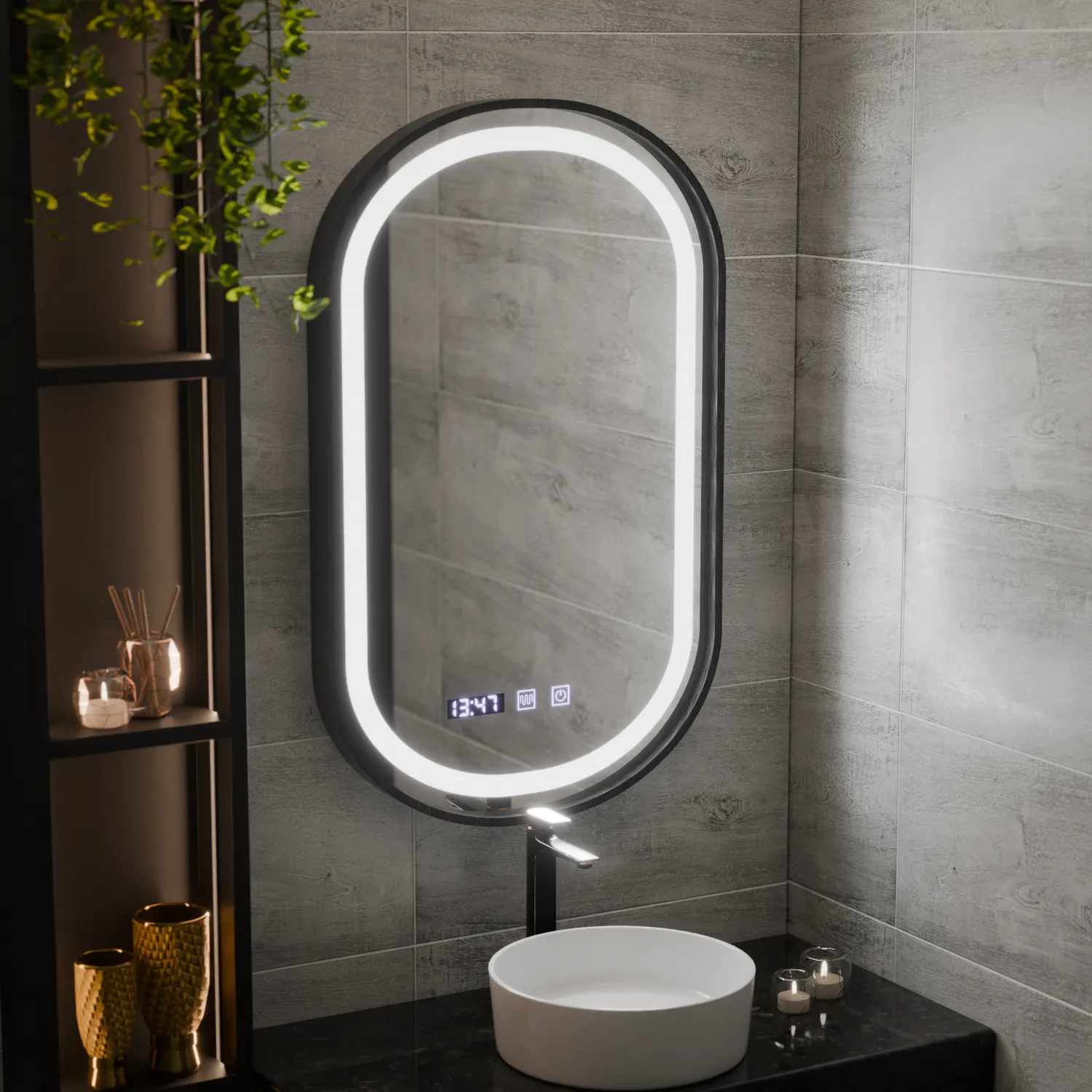 Alessandro Design Helmut oglindă LED 50x90cm neagră tactilă