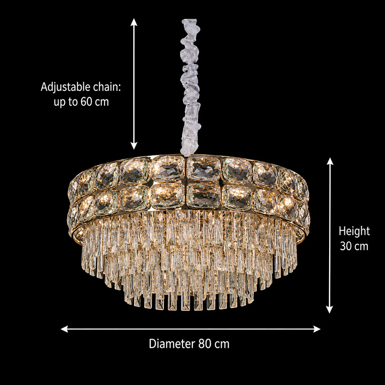 Alessandro Design Lucent Regalis 22xE14 candelabru cristal auriu 80cm