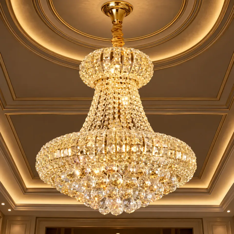 Candelabru cristal Alessandro Design Castrum Eleganza 9xE14 auriu D50