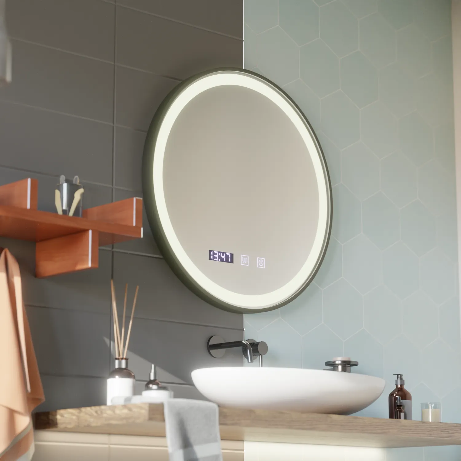 Alessandro Design NOVARA oglinda LED 90cm negru touch