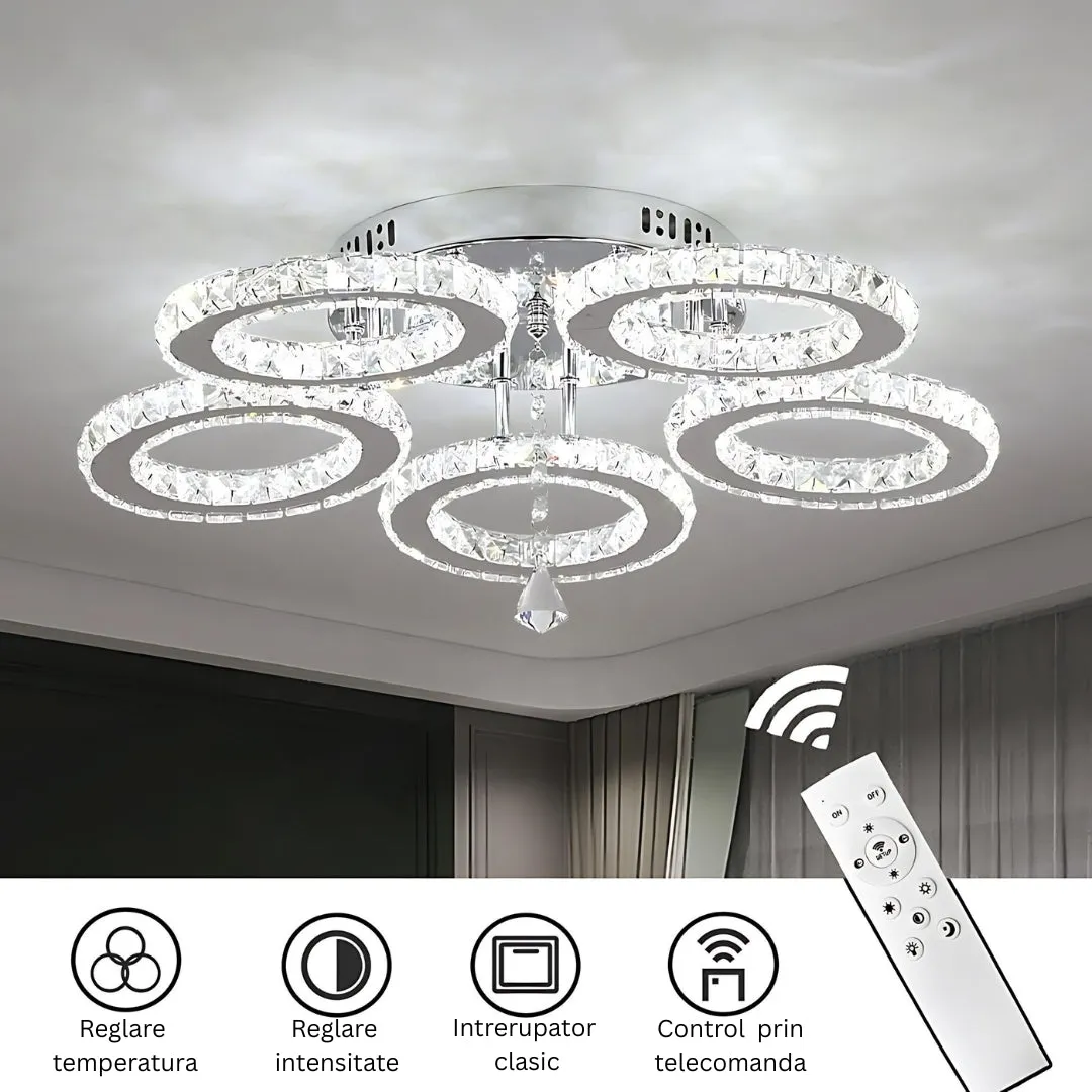 Alessandro Design Alanubis 80W lustra LED crom 5 cercuri dimabila