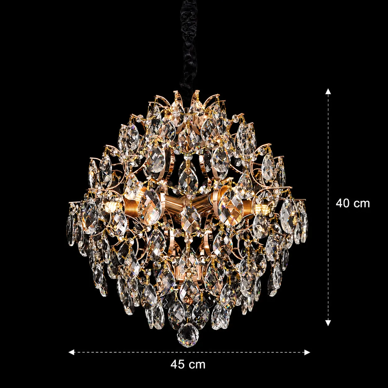 Alessandro Design Konig Nobile candelabru cristal auriu D40 5xE14